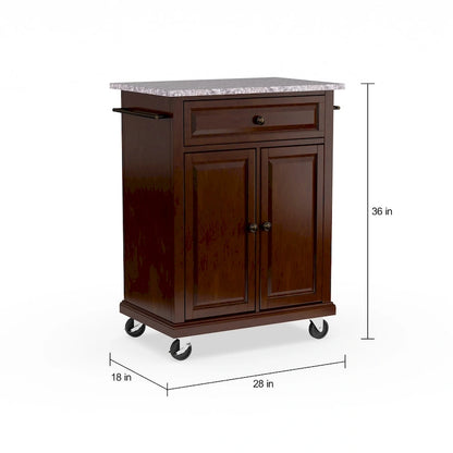Crosley Compact Vintage Mahogany Finish Solid Granite Top Kitchen Cart and Island - 31W x 18D x 35.5H