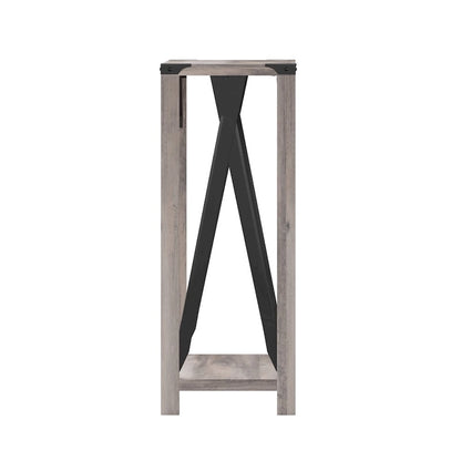 2-Tier Console Table with Metal Side Braces and Corner Caps