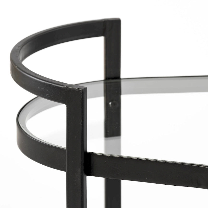 Eleonore Black Metal Frame Two-Tier w/Glass Shelves Bar Cart