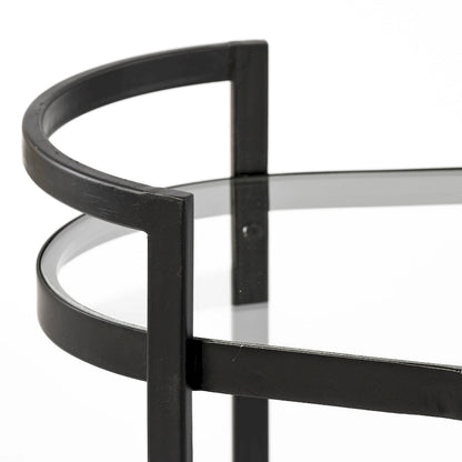 Eleonore Black Metal Frame Two-Tier w/Glass Shelves Bar Cart