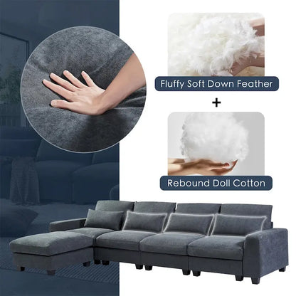 Merax Convertible Sofa Couch with Reversible Chaise