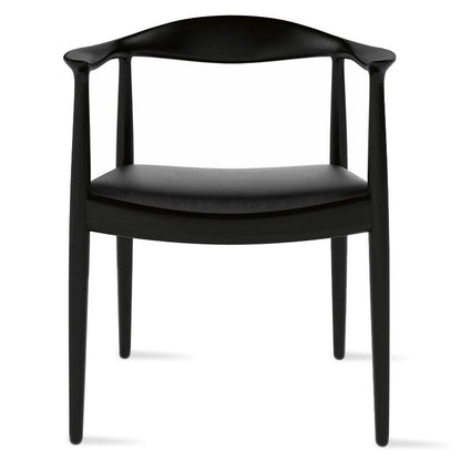 Solid Wood Elbow Kennedy Chairs Oak and Faux Leather Dining Armchair For Kitchen Bedroom Office