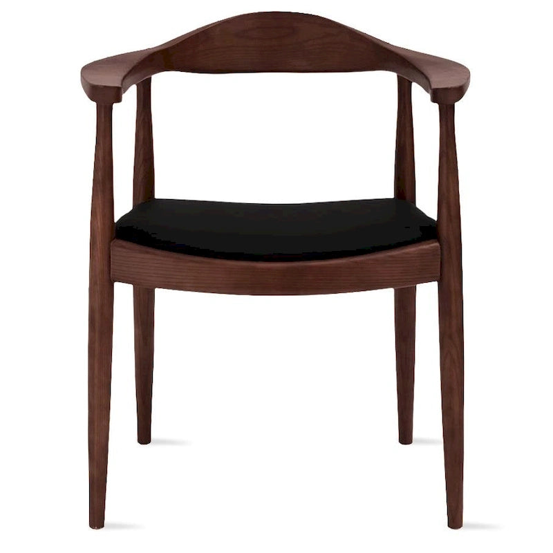Solid Wood Elbow Kennedy Chairs Oak and Faux Leather Dining Armchair For Kitchen Bedroom Office