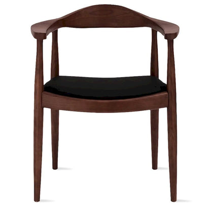 Solid Wood Elbow Kennedy Chairs Oak and Faux Leather Dining Armchair For Kitchen Bedroom Office