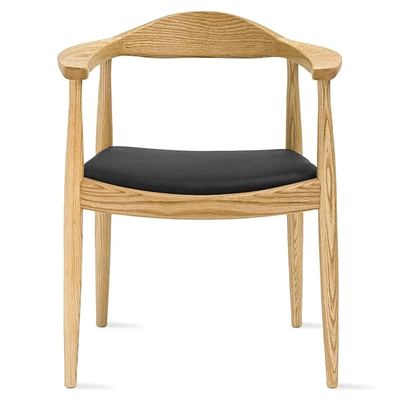 Solid Wood Elbow Kennedy Chairs Oak and Faux Leather Dining Armchair For Kitchen Bedroom Office