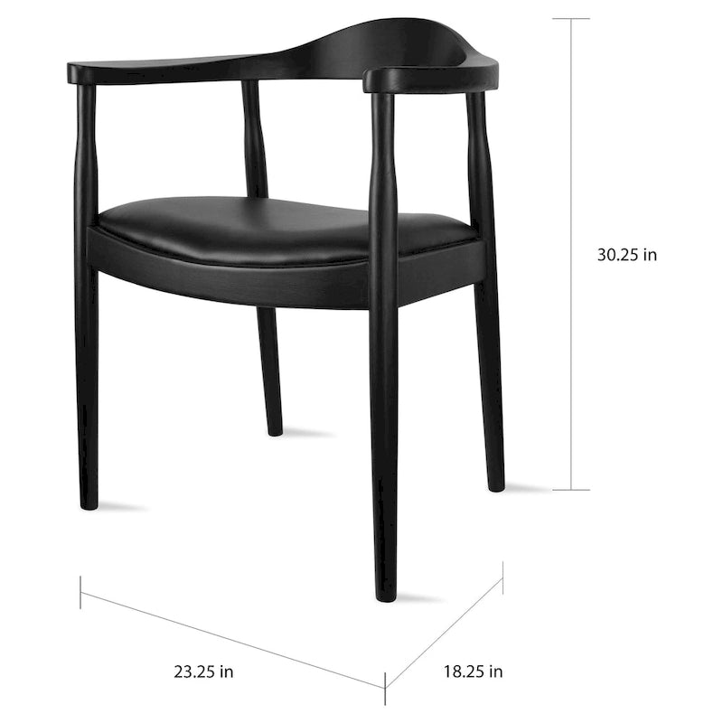 Solid Wood Elbow Kennedy Chairs Oak and Faux Leather Dining Armchair For Kitchen Bedroom Office