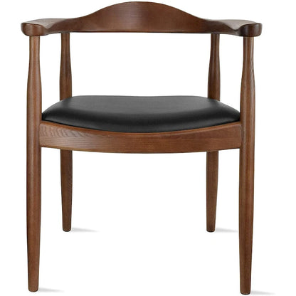 Solid Wood Elbow Kennedy Chairs Oak and Faux Leather Dining Armchair For Kitchen Bedroom Office