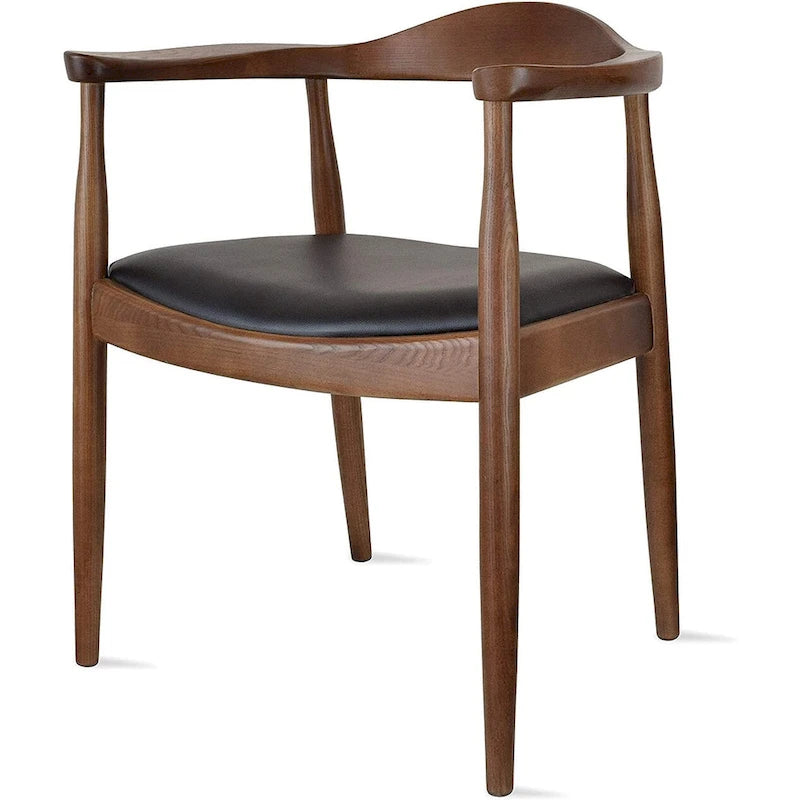 Solid Wood Elbow Kennedy Chairs Oak and Faux Leather Dining Armchair For Kitchen Bedroom Office