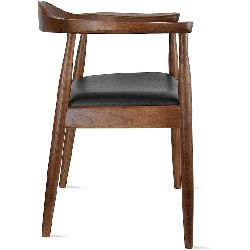 Solid Wood Elbow Kennedy Chairs Oak and Faux Leather Dining Armchair For Kitchen Bedroom Office