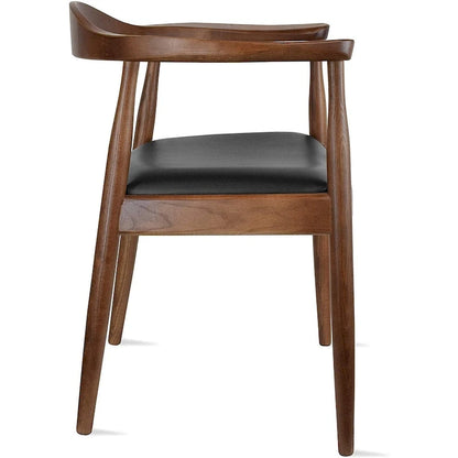Solid Wood Elbow Kennedy Chairs Oak and Faux Leather Dining Armchair For Kitchen Bedroom Office