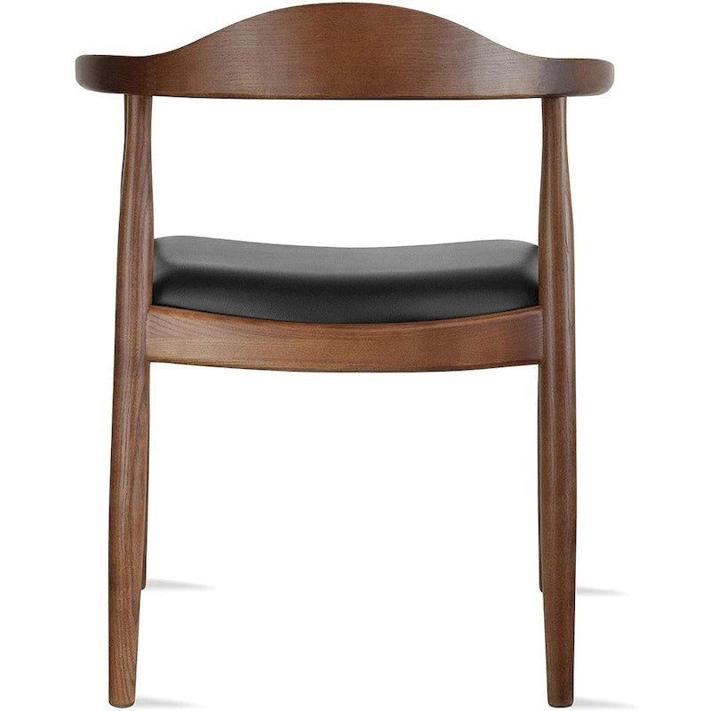 Solid Wood Elbow Kennedy Chairs Oak and Faux Leather Dining Armchair For Kitchen Bedroom Office