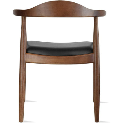 Solid Wood Elbow Kennedy Chairs Oak and Faux Leather Dining Armchair For Kitchen Bedroom Office