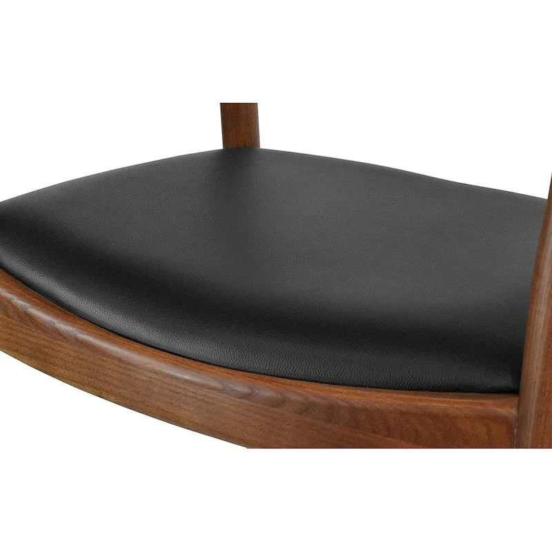 Solid Wood Elbow Kennedy Chairs Oak and Faux Leather Dining Armchair For Kitchen Bedroom Office