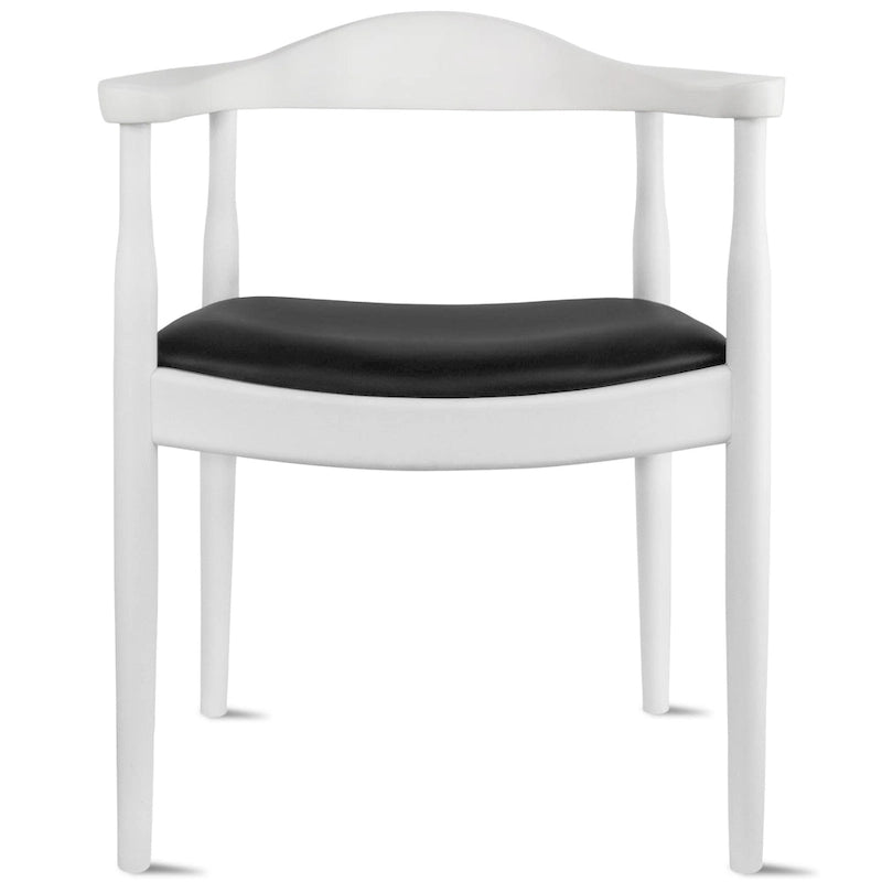 Solid Wood Elbow Kennedy Chairs Oak and Faux Leather Dining Armchair For Kitchen Bedroom Office