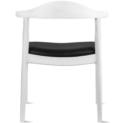 Solid Wood Elbow Kennedy Chairs Oak and Faux Leather Dining Armchair For Kitchen Bedroom Office