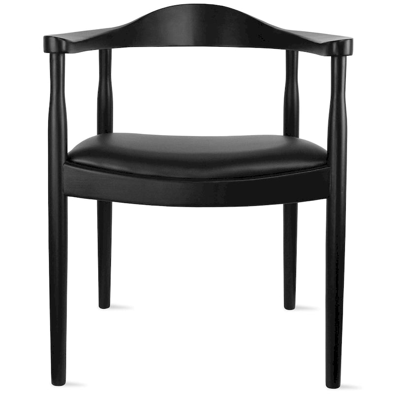 Solid Wood Elbow Kennedy Chairs Oak and Faux Leather Dining Armchair For Kitchen Bedroom Office
