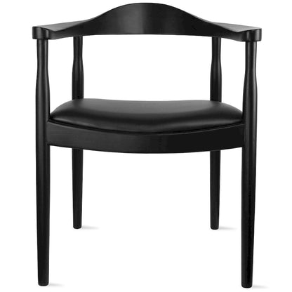 Solid Wood Elbow Kennedy Chairs Oak and Faux Leather Dining Armchair For Kitchen Bedroom Office