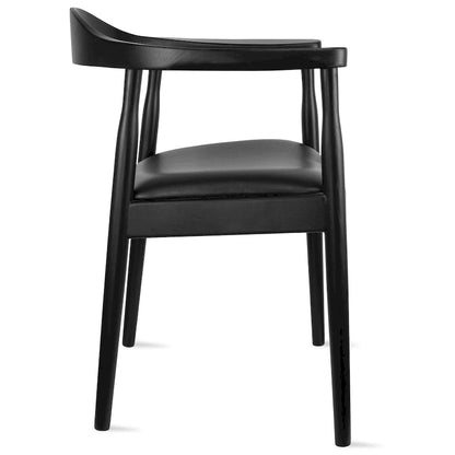 Solid Wood Elbow Kennedy Chairs Oak and Faux Leather Dining Armchair For Kitchen Bedroom Office