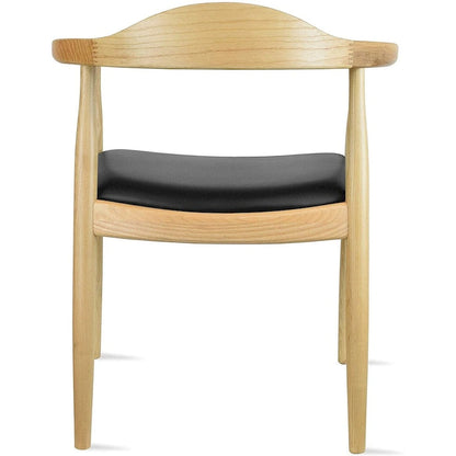 Solid Wood Elbow Kennedy Chairs Oak and Faux Leather Dining Armchair For Kitchen Bedroom Office