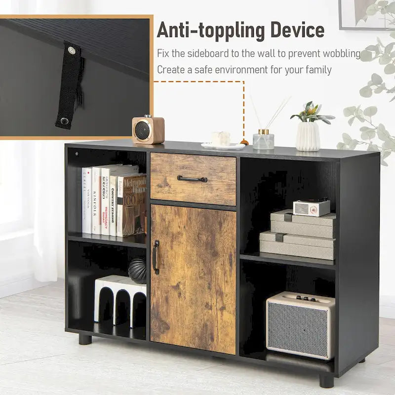 Costway Farmhouse Buffet Sideboard Coffee Bar File Cabinet Console - 48 x 16 x 31.5 (L x W x H)