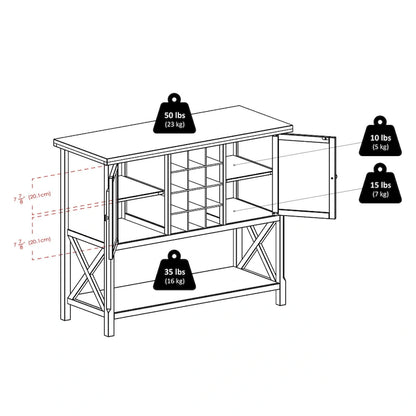 Xola Buffet Cabinet, Cappuccino - 43.8W x 18D x 35.9H