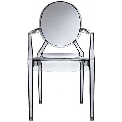 Set of 2 Stacking Lucite Chairs Transparent For Kitchen Patio Outdoor Dining Room Living Bedroom Party With Oval Back Office