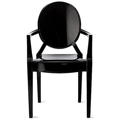 Set of 2 Stacking Lucite Chairs Transparent For Kitchen Patio Outdoor Dining Room Living Bedroom Party With Oval Back Office