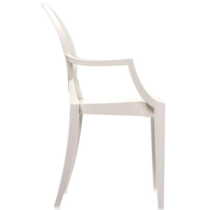 Set of 2 Stacking Lucite Chairs Transparent For Kitchen Patio Outdoor Dining Room Living Bedroom Party With Oval Back Office