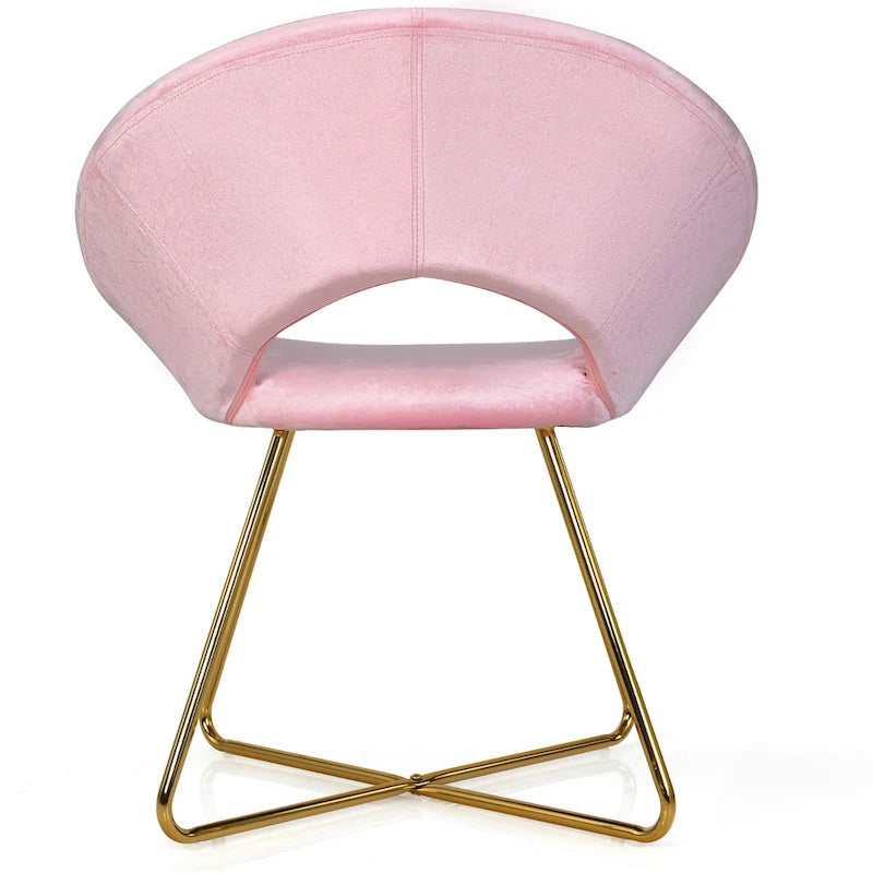 Costway Modern Velvet Accent Chair Upholstered Vanity Chair w/Golden - See Details