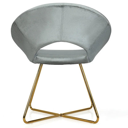 Costway Modern Velvet Accent Chair Upholstered Vanity Chair w/Golden - See Details