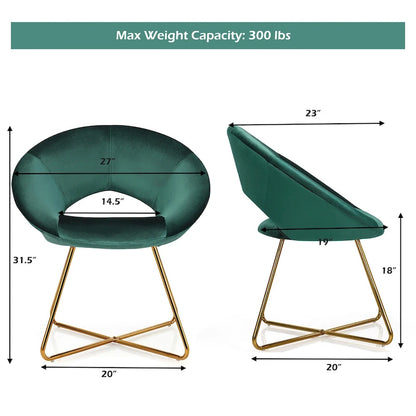 Costway Modern Velvet Accent Chair Upholstered Vanity Chair w/Golden - See Details