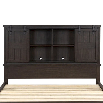 Thornwood Hills Rock Beaten Gray with Saw Cuts Queen Bookcase Bed