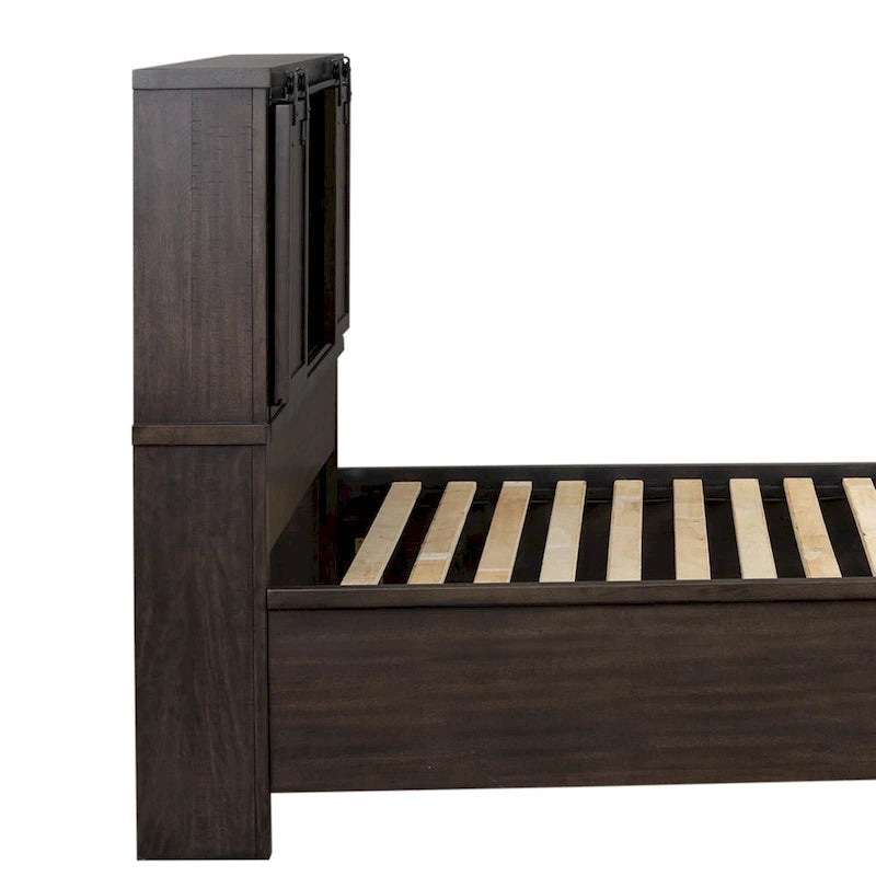 Thornwood Hills Rock Beaten Gray with Saw Cuts Queen Bookcase Bed