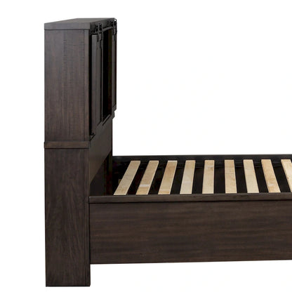 Thornwood Hills Rock Beaten Gray with Saw Cuts Queen Bookcase Bed