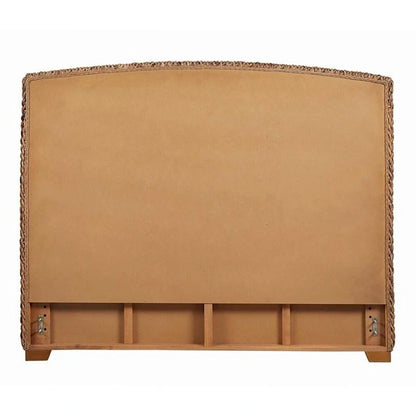 Hand Woven Banana Leaf Upholstered Wooden California King Size Bed, Brown