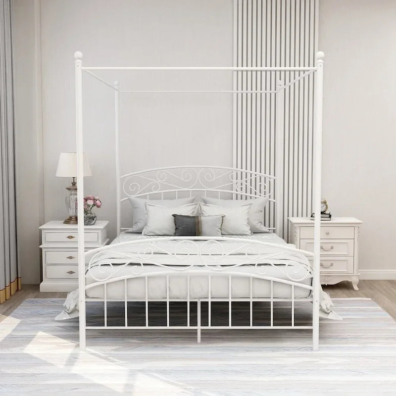 Aufank Classic Metal Canopy Bed Frame, Easy Assembly