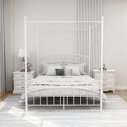 Aufank Classic Metal Canopy Bed Frame, Easy Assembly