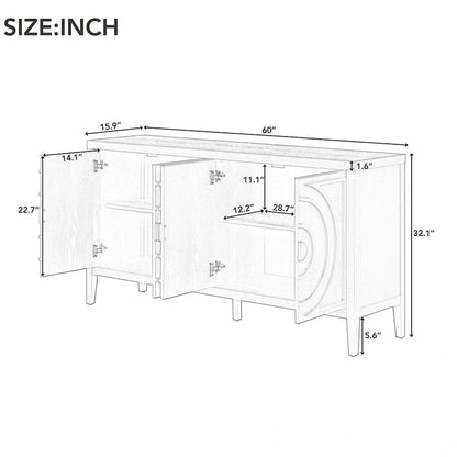 Retro Sideboard door with Circular Groove Design cabinets - N/A