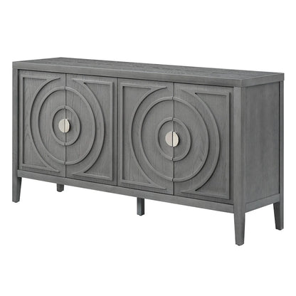 Retro Sideboard door with Circular Groove Design cabinets - N/A