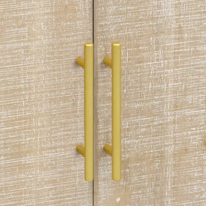 Retro Minimalist Curved Sideboard with Gold Handles - N/A