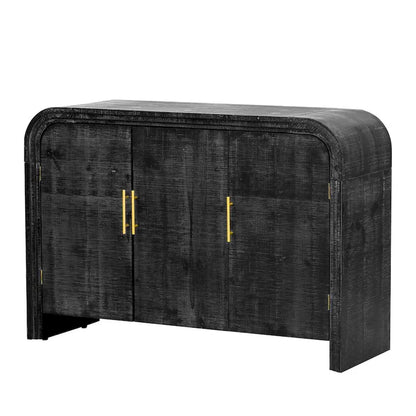Retro Minimalist Curved Sideboard with Gold Handles - N/A