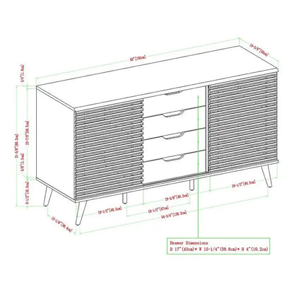 59 Modern Sideboard Storage Cabinet TV Stand with 4 Drawers and 2 Sliding Doors