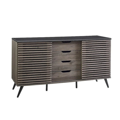 59 Modern Sideboard Storage Cabinet TV Stand with 4 Drawers and 2 Sliding Doors
