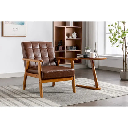 Mid-Century Modern Wooden Upholstered Accent Arm Chair