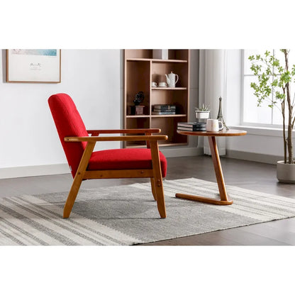 Mid-Century Modern Wooden Upholstered Accent Arm Chair