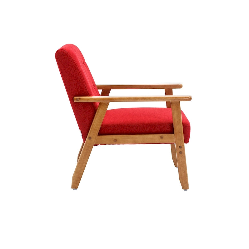 Mid-Century Modern Wooden Upholstered Accent Arm Chair