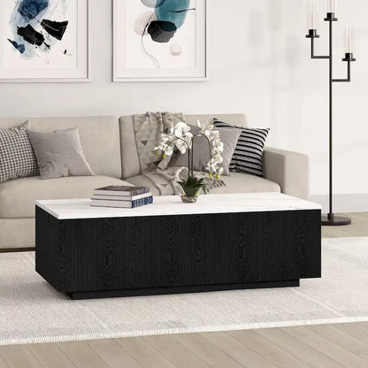 Reyes 48 Wide Rectangular Coffee Table with Faux Marble Top - 47.5 Wide