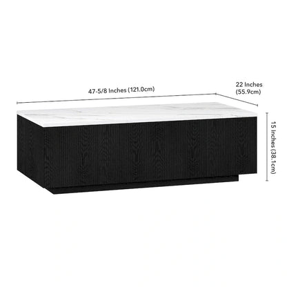 Reyes 48 Wide Rectangular Coffee Table with Faux Marble Top - 47.5 Wide