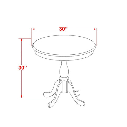 East West Furniture 3 Piece Dining Table Set Contains a Round Dining Room Table and 2 Kitchen Chairs, Oak (Seat Options)