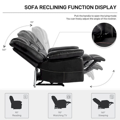 Breathable Leather Massage Recliner Chair Manual Living Room Reclining Sofa